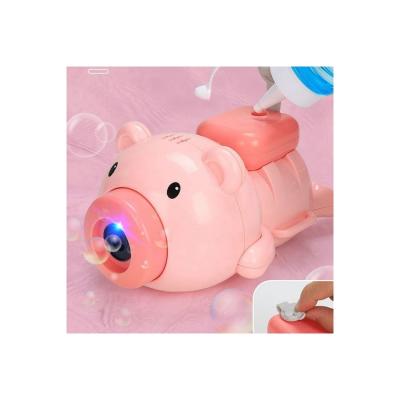 China China indoor promotional products cute pig bubble machine pink kids blowing bubble toys can bring hand bubble machine for sale