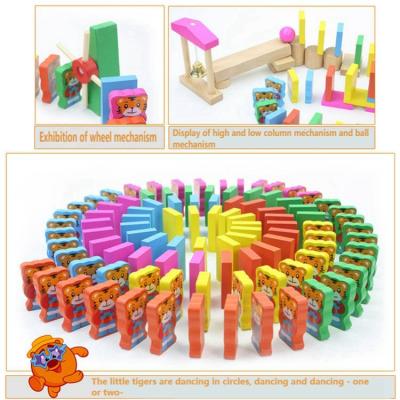 China Wooden Toys China 2021 Made Kids Education Game Wooden Domino Blocks Set Wooden Educational Toys for sale