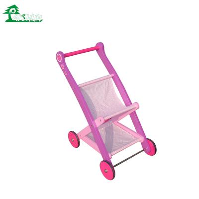 China New Design Durable Wooden Kids Pretend Play Baby Carriage Walking Toy for sale