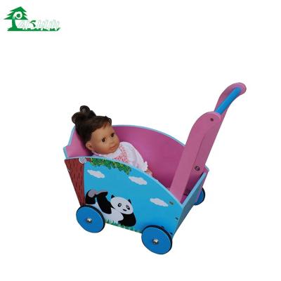 China Garden Children Kids Four Wheels Wooden Wagon Toys Walker Wooden Wagon PS129 for sale