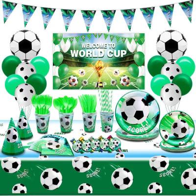 China Disposable Table Decorations Eco-friendly Soccer Party Tableware Set Table Decorations Paper Table Decorations Supplies for sale