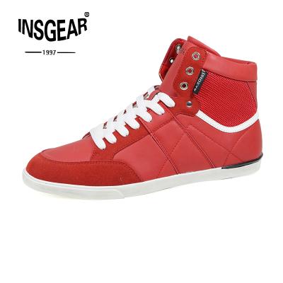 China InsG Mens Breathable Red Color PU Leather And TPR Outsole Rubber Pad Shoes High Top Custom Made Sneakers Boots for sale