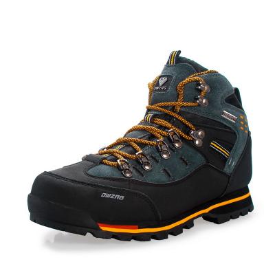 China CUSHIONING Anti Slip Leather Wear Resistant Men Outdoor Trekking Waterproof Shoes High Top Fashionable for sale