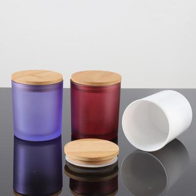 China Home Decoration Matte Black Empty Luxury Purple White Glass Candle Jars Set Container With Box for sale