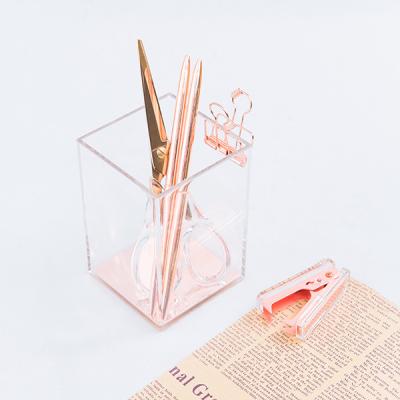 China modern & Simple Square Stationery Organizer Modern Design Office Desk Accessory Acrylic Desk Pen Holder for sale