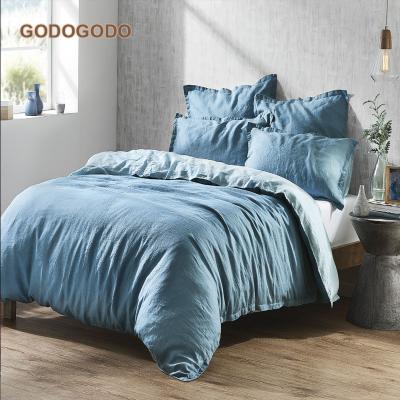 China 2018 Newest 100% Linen Disposable Washed French Linen Bedding Sets Solid Duvet Cover For Home Hotel With Wholesale Price for sale