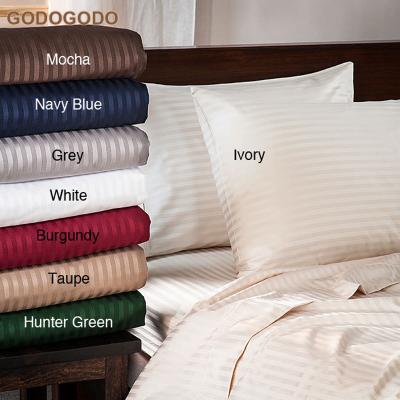 China High Quality Linen Fabric Soft And Eco-friendly 100% Cotton Dyeing Single Satin 0.5Cm Stripe Bedding Covers Comfortable Bedspread for sale