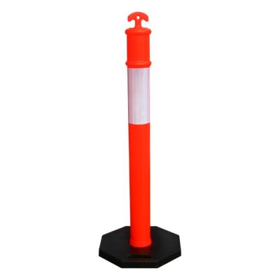 China Plastic reflective column t-shaped rubber base, flexible set marking column, elastic signal warning column for sale