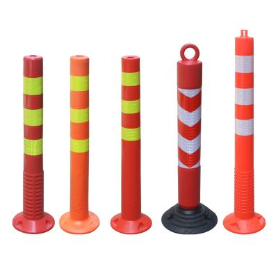 China High quality and flexible plastic reflective column barrier bollard marking set safety pe safety pe plastic traffic pillar flexible warning pillar for sale