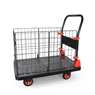 China Uholan CT2-300 Plastic Storage Folding Net Cage Platform Hand Truck Cart Cart 300KG Capacity for sale