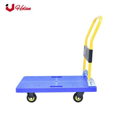 China Tools Uholan EX-250 Warehouse Business Trolley Cart Pulling Flatbed Trolley Thickening Silent Folding Trolley for sale