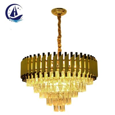 China Beautiful Crystal Custom Made Indoor Hotel Modern Luxury Gold Chandelier High Sale Pendant Lamp for sale