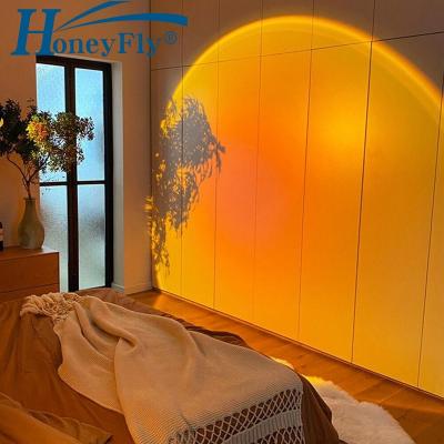 China HoneyFly Sunset Atmosphere LED Night Light USB 5V 5W Rainbow Projector Table Lamp Modern Background Wall Decoration Work for sale