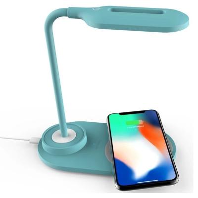 China Modern Dimmable 10W Wireless Mobile Phone Lamp Table Charger HoneyFly LED Qi Fast Charging Smart USB Powered Night Light for sale