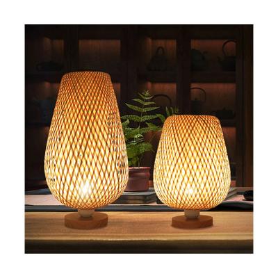 China Ngihtlight Reading Vintage HoneyFly LED Wooden Low Desk Handwork Desk Lamp Traditional Bamboo Warm White AC 110V/220V 5W US/EU Plug for sale