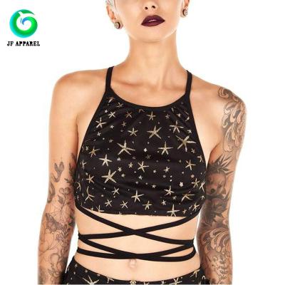 China Wholesale 2020 fashion women starlight anti-pilling wrap around halter off shoulder cropped cut regular fit black crop tops blouse for sale