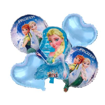 China Princess Elsa Theme Party Decoration Cartoon Character Balloon 5pcs Set Foil Balloon Girls Favor Balloon for sale