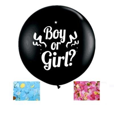 China Modern Black Color 36inches Gender Reveal Party Decoration Girl or Boy Printed Latex Balloons Confetti Balloon Blue Pink Party Kit for sale