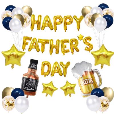 China Reusable New Father's Day Party Decoration Balloon Wine Set Happy Star Shaped Bottle Balloon Party Background Decoration for sale