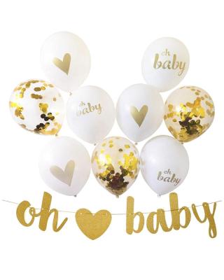 China Party props new design 12inches in stock 2.8G 10pcs set oh hot baby gold stamping latex party balloon baby shower party decoration balloons for sale