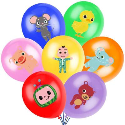 China Latex cartoon melon elephant duck mouse printed colorful latex balloons birthday party decoration fancy balloon 12inches for sale