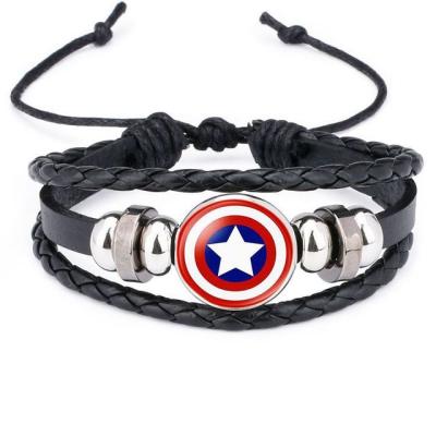 China Fashion Hero Leather Cute Armor Bracelet Adjustable Student Surprise Party Gift For Boys Multilayer Braided Bracelet for sale