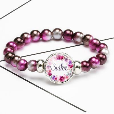 China Cute Birthday Gift For Cute Sister Colorful Acrylic Girl Bracelet Girls Birthday Party Gift Fashion Glass Bead Bangle Bracelet for sale