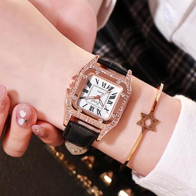 China 2021 Hot Selling Full Artificial Diamond Non-specific Leather Band Woman Watch For Gift for sale