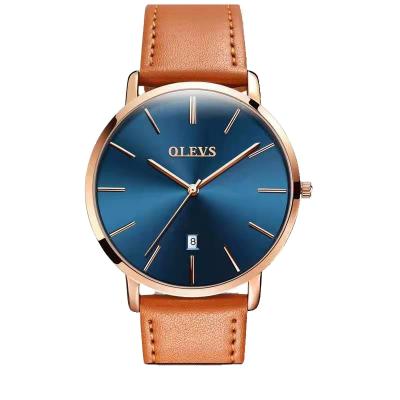 China Automatic Date 2021 Fashion Business Men Watch Luxury Leather Wristwatch Waterproof Watch for sale