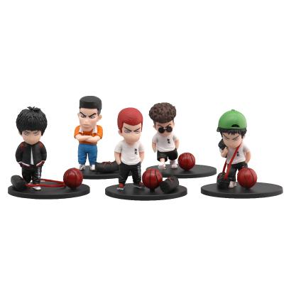 China Toy Hot Sale New Style Cartoon Slam Dunk Action Number Car Cake Decoration Show PVC Toy 5pcs/set for sale