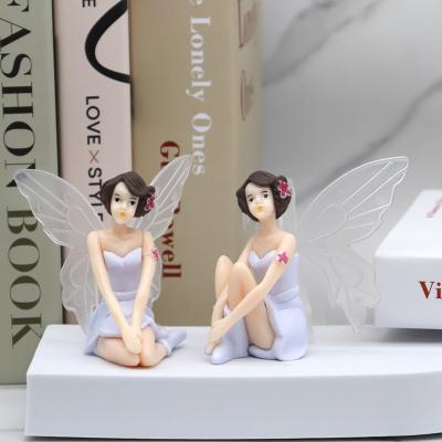 China Cartoon Toy PVC Flower Girl Fairy Princess Doll with Angel Wings for Decoration Desktop Ornaments for sale