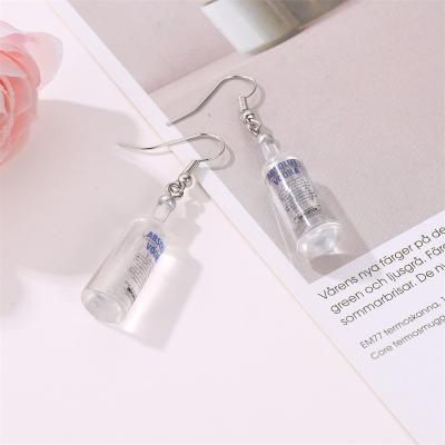 China Hot Selling New All-Match Beer Bottle Beer Vodka Funny Earrings Trendy Popular Creative Drop Earrings for sale