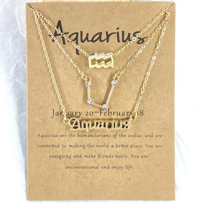 China High Quality Hot Selling Necklace Women Horoscope Diamond Necklace 12 Zodiac Sign Exquisite Layered Pendant Necklace for sale