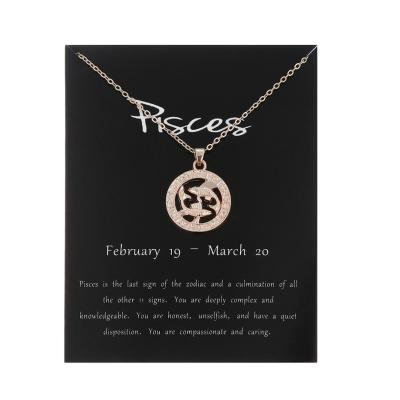 China Jewelry Belt Card Minimalist 12 Horoscope Necklace Customized Fashion Personalized Astrology Necklace Wholesale High Quality for sale