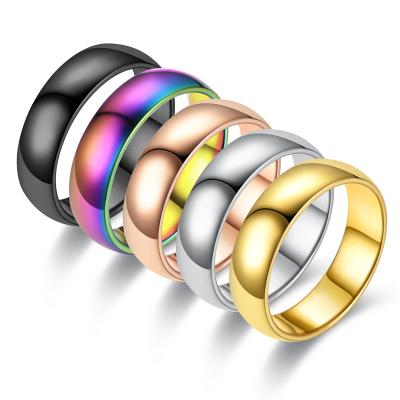 China High Quality Fashion Jewelry 6MM Colorful Shine Rainbow Soft Stainless Steel Rings For Women Men Gift for sale