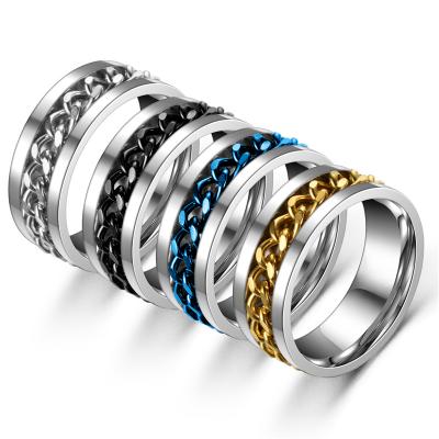 China High Quality Chain Rotating Stainless Steel Ring Open Beer Rings Men Women Shape Titanium Steel Jewelry for sale