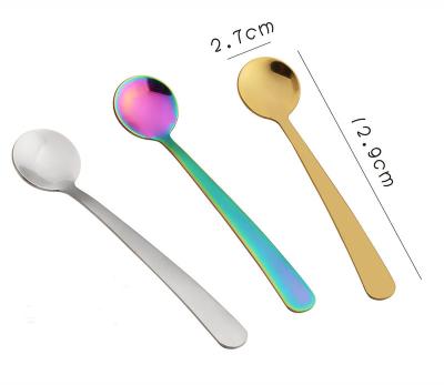 China Beautiful New Design 304 Stainless Steel Colorful Small Coffee Spoon With Short Handle For Flavor for sale