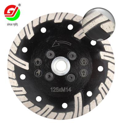 China China manufacturer 5 edge 125 inch turbo grinding hard/diamond granite saw blade for cutting granite grinding edge for sale