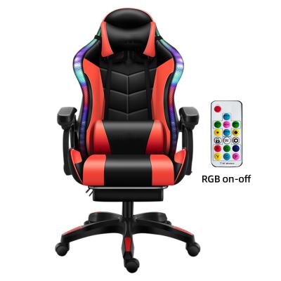 China (Size)2022 Newest Adjustable Silla Gamer Leather Computer Swivel Cheap Racing Reclining Gaming Chair Led RGB With Speaker for sale