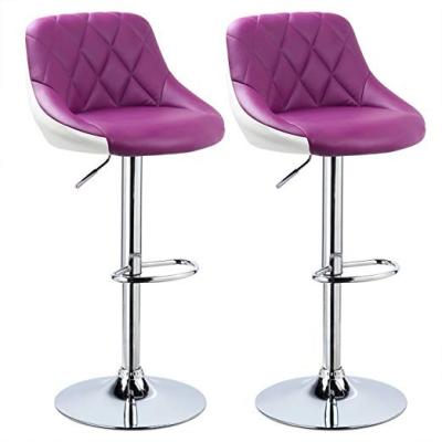 China Height Adjustable Swivel Purple Bar Stools Eco - Friendly Sturdy Durable Tall Legs With Footrest for sale