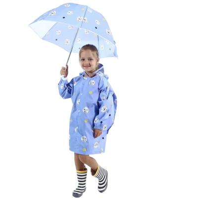 China Bachelor Waterproof Clothing Kids Wear Rain Coat Hooded Rain Jacket Girls PU Girls Kids Waterproof Coat For Kids for sale