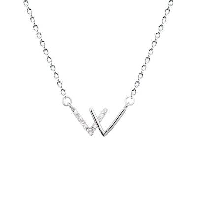 China Isunni Love 925 Sterling Silver Letter W Clavicle Chain TRENDY Romantic Pendant Necklace for sale