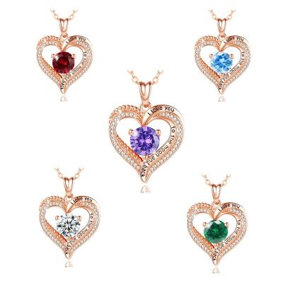 China FASHIONABLE Elegant Delicacy 925 Sterling Silver Rose Gold Plated 12 Month Birthstone Heart Necklace for sale