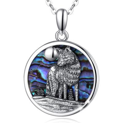 China Trendy Fashion S925 Sterling Silver Natural Shell Charm Wolf Necklace Jewelry from Isunni for sale