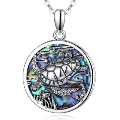 China Isunni FASHIONABLE S925 Sterling Silver Mother of Pearl Abalone Shell Sea Turtle Necklace for sale