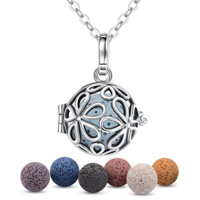 China Isunni FASHIONABLE Wholesale High Quality Silver Lava Rock Aromatherapy Essential Oil Diffuser Necklace For Women for sale