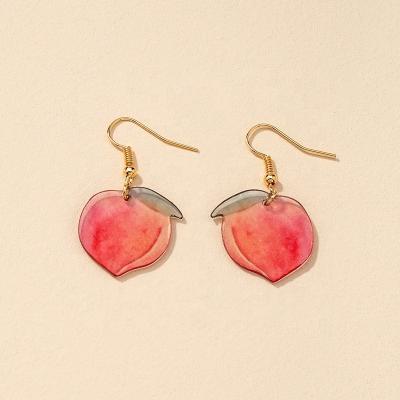 China Wholesale Price Cute Fruit Jewelry Fashion Pink Juicy Isunni Peach Drop Earrings for sale