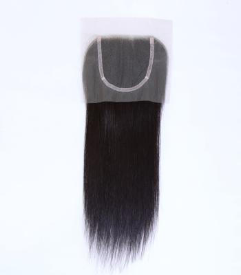 China 4*4 straight transparent human virgin hair closure 100% cuticle aligned high quality different texture for choice for sale