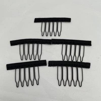 China Black Color Wig Comb 100pcs/Bag 5 Teeth Wig Making Clips Metal Hair Combs For Making Wigs Clips Stainless Steel Wig Combs for sale