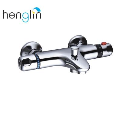 China Without Bathroom Thermostatic Bath Faucet Slide Bar Shower Bath Mixer Faucet Wall Mounted Brass Thermostatic Faucet for sale